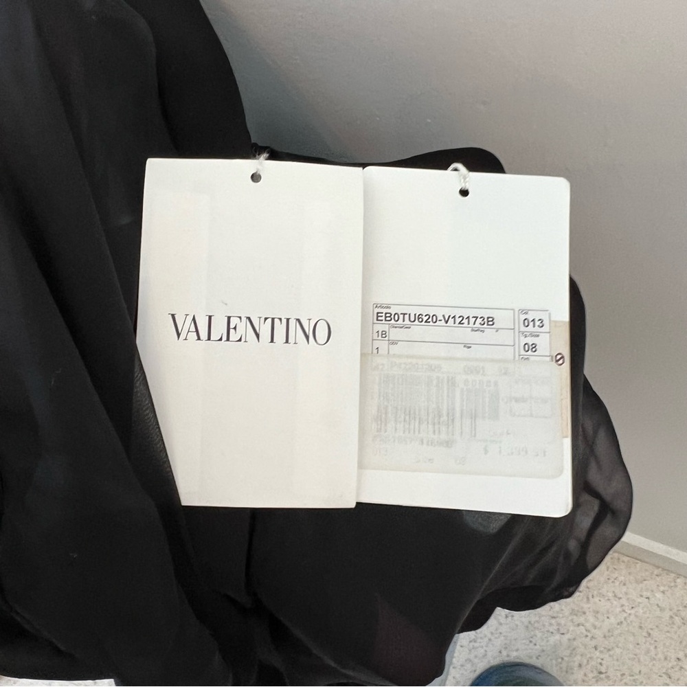 New Valentino Jumpsuit Sz 8 Sheer Tuxedo Silk Long Sleeves - Picture 10 of 10